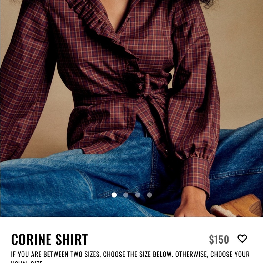 Sezane Corine Shirt in Burgundy Plaid